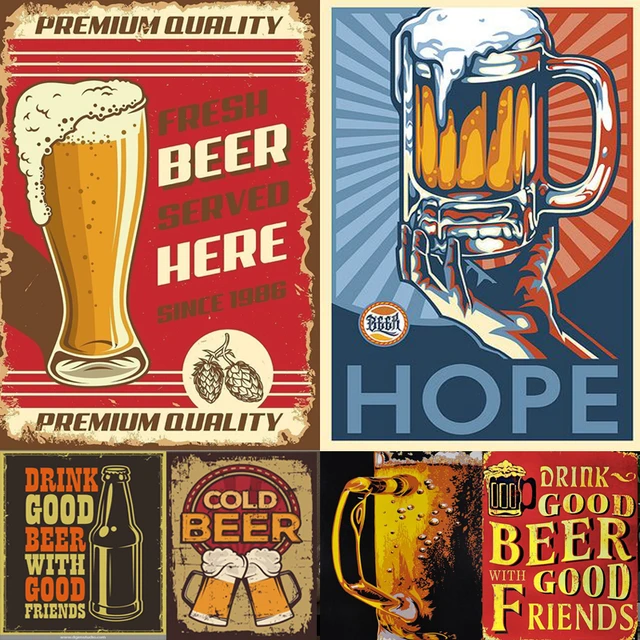 Plaque métal Vintage - Drink Good Beer with Good Friends - 20x30cm