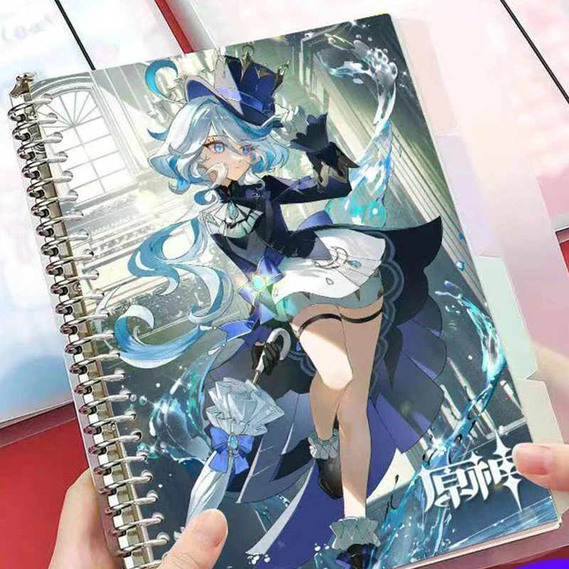 Game Genshin Impact Loose-leaf Book 40 sheets 148*210mm 22 holes Cute Cartoon Focalors Furina Diary Student Notebook kids gift
