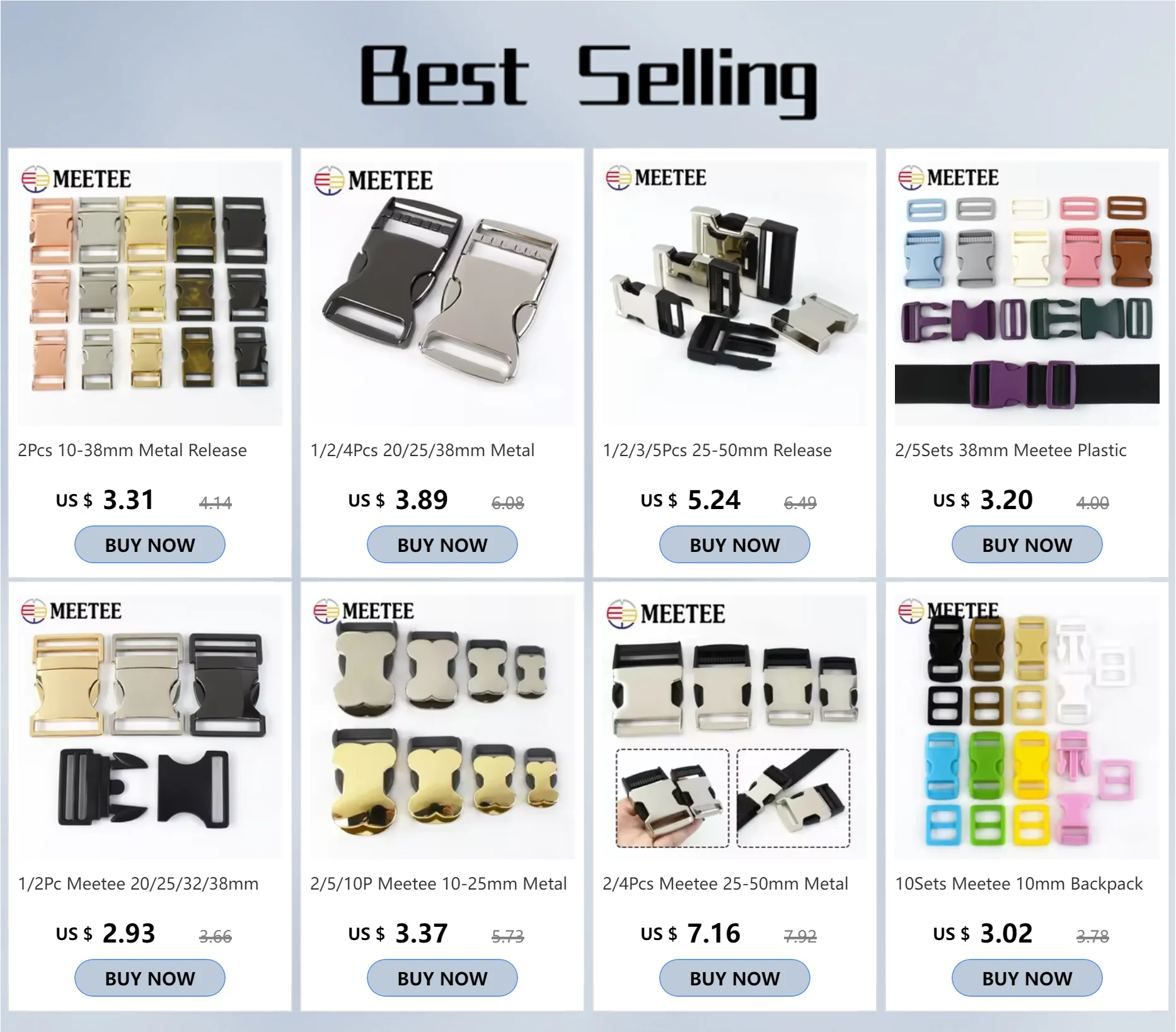 Description Picture 2 of item1/2Pc Meetee 20/25/32/38mm Metal Release Buckle Side Quick Bag Strap Adjust Clasp Backpack Garment Belt Hook Dog Collar Hardware