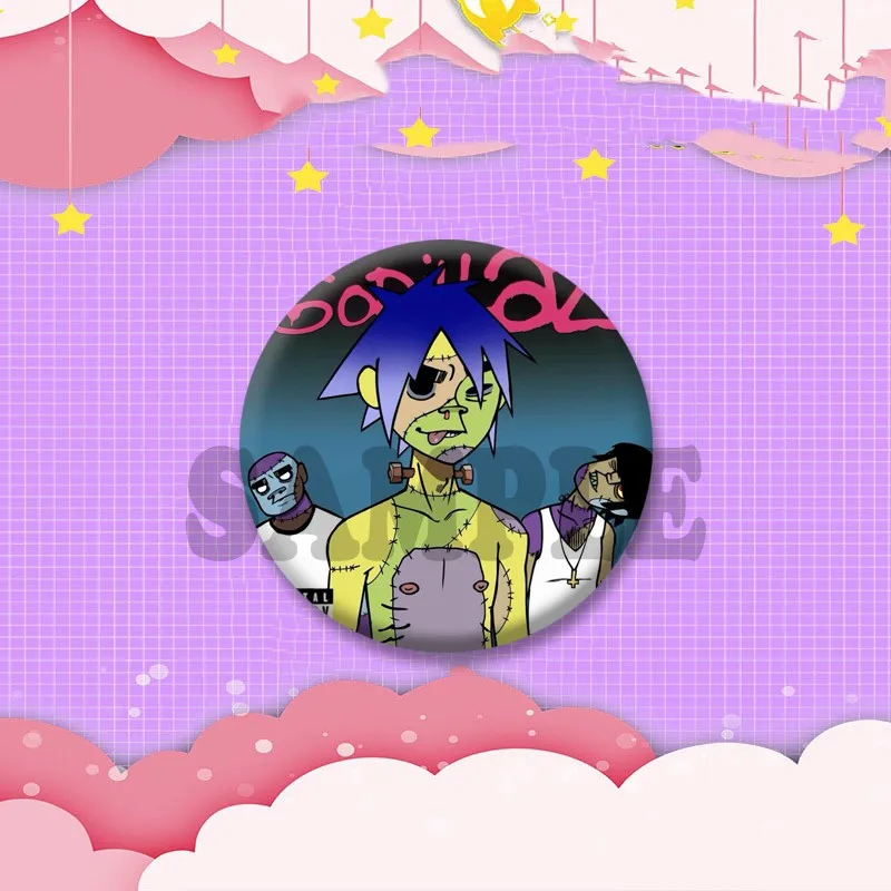 Gorillaz Fanart Cartoon Idol Pin Brooch - Backpack & Hat Decor Gift Badge