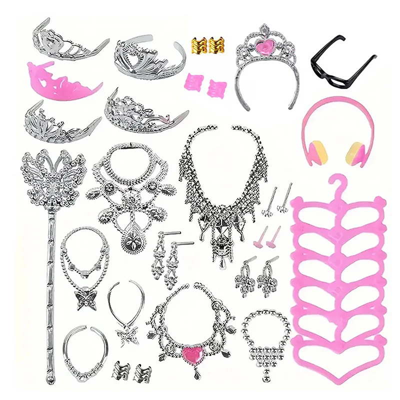 ▶20PCS Universal Earrings Bracelets Crown For 1/6 Doll Accessories Fashion Set Girl's Doll Jewelry DIY Decoration Toy