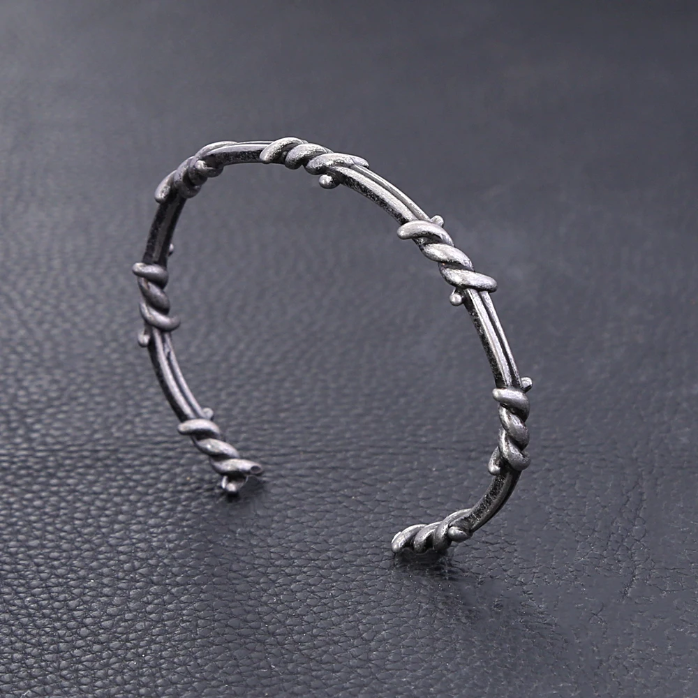 Fashion Retro Viking Twisted Thorn Bracelet Punk Simple Stainless Steel Open Bracelet Unique Creative Jewelry Gifts Wholesale 2