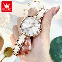 OLEVS 5872 mode marque de luxe Quartz montre pour femme élégant en céramique or Rose robe étanche montre pour femme Relogio Feminino 2