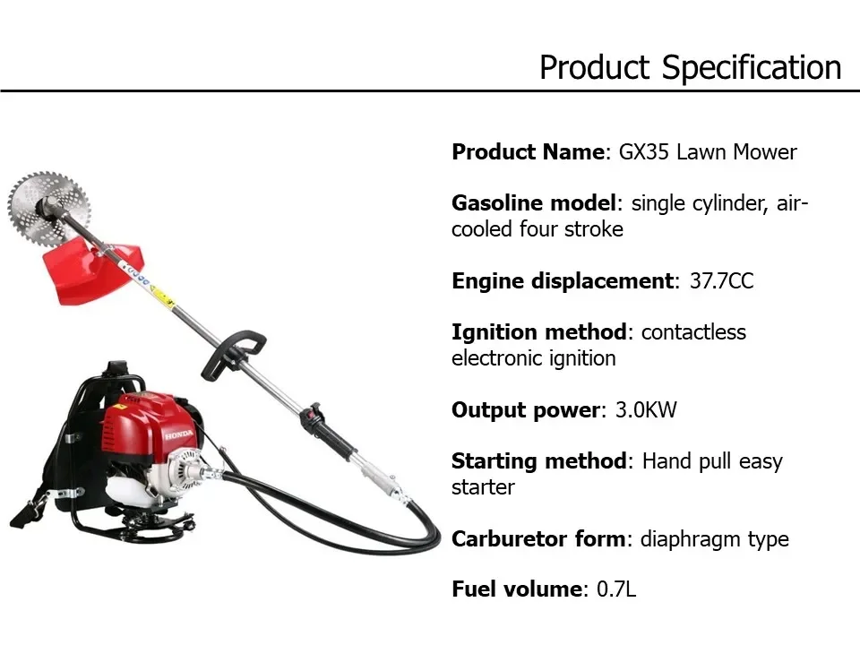 Honda gx35エンジン芝刈り機、4ストローク、バックパックガノ