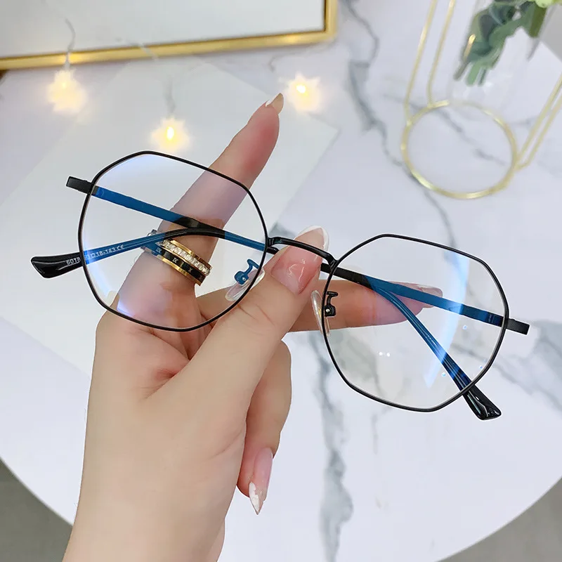 

Polygon Myopia Glasses for Men Anti-Blue Light Prescription Eyeglasses Vintage Small Frame Square Glasses for Myopic Diopter