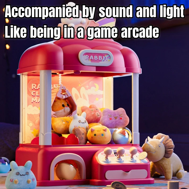 Children Mini Claw Machine Toys DIY Prizes Gashapon Plush Doll Arcade Crane Vending Machines Birthday Christmas Gifts for Kids 2