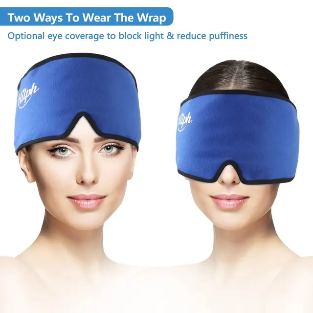 Head Ice Pack Wrap A Fejfájáshoz Migrén Hideg Forró Kompressziós Kezelés Fájdalomcsillapító Stressz -Enyhítés Blokkvilágítás Alvása Állítható Sapka - Image 6