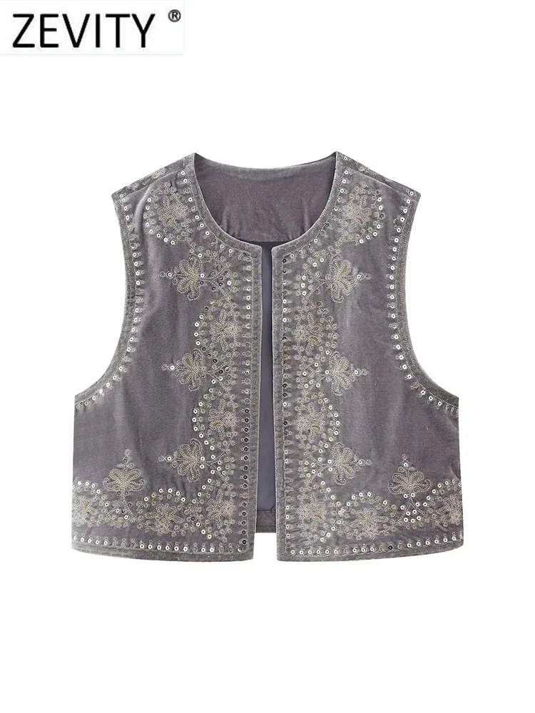 Gilet Sans Manches En Dentelle – Femme – Taille Unique – Style Rétro, Brodé