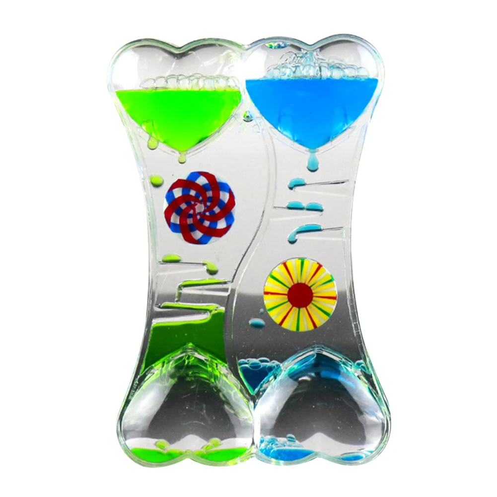 Creative Slide Plastic Oil Drop Ornaments Pudding Milk Color Liquid Hourglass Oil Spill Gift Toy Hourglass Timer Sand Clock
