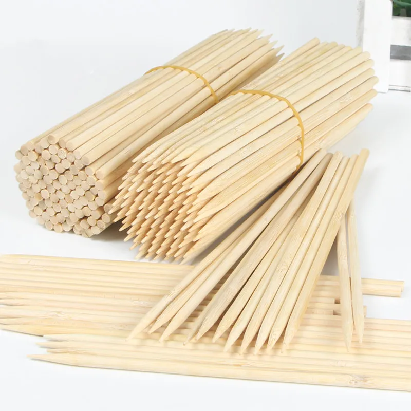 100pcs 20-50CM BBQ Bamboo Wooden BBQ Skewers Food Bamboo Meat tool Barbecue Party Disposable Long Sticks Tools Accessorie