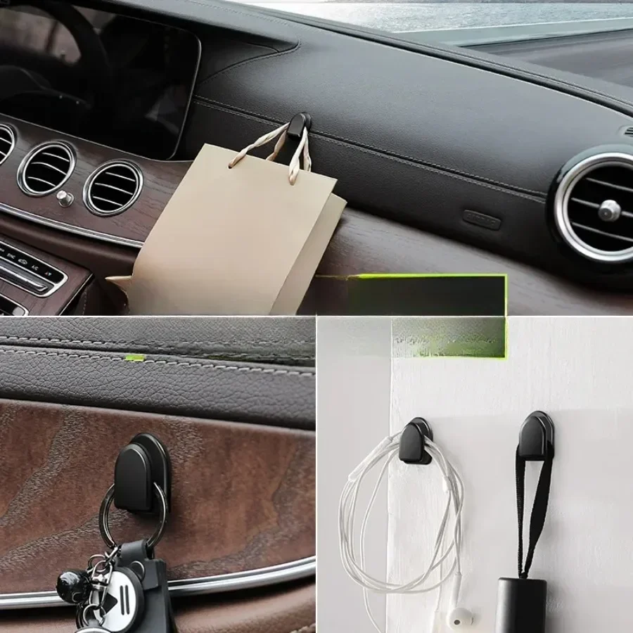 Black Plastic Self Adhesive Car Hooks for USB Cable Storage