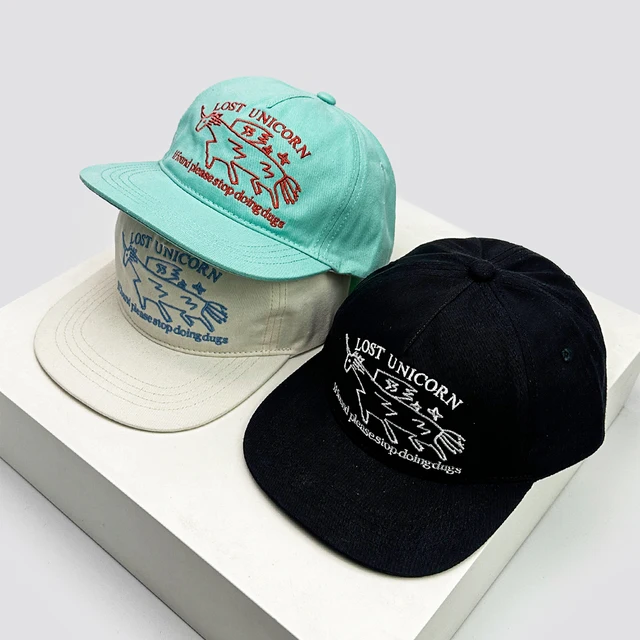 New Unisex Niche Unicorn Letters Embroidery Baseball Hats Flat Eave Sunshade Korean Peaked Caps Versatile Fashion Personal ins
