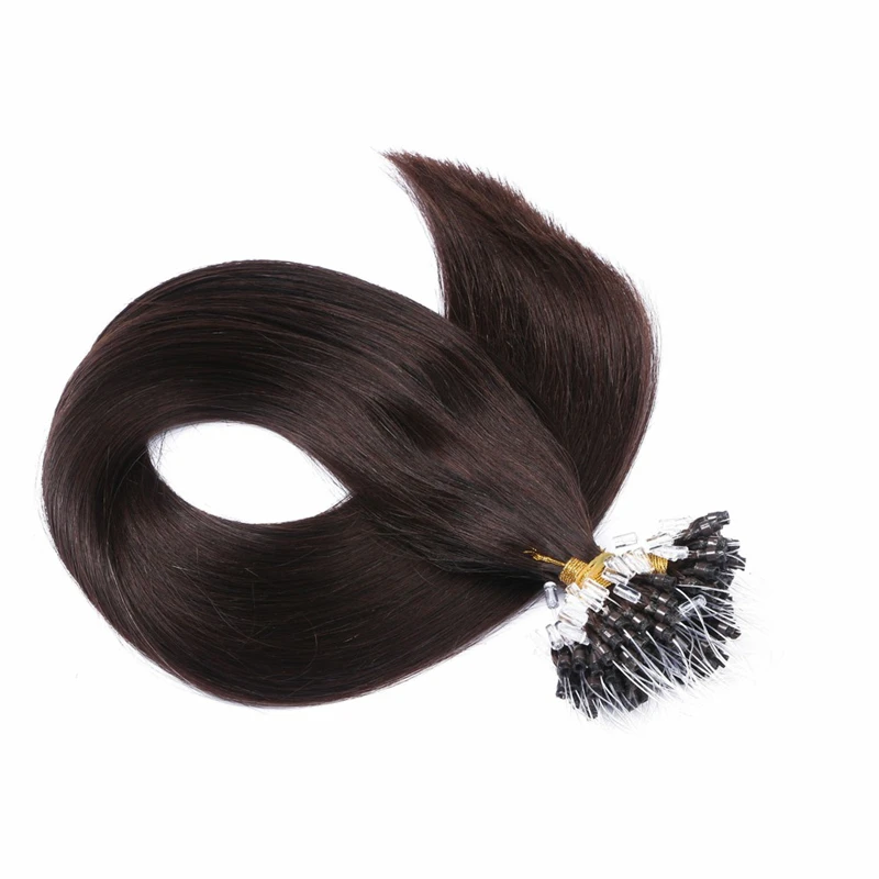 Remy Micro Ring Human Hair Extensions Straight Natural Virgin Pre Bonded Micro Loop 14"-30" Fusion