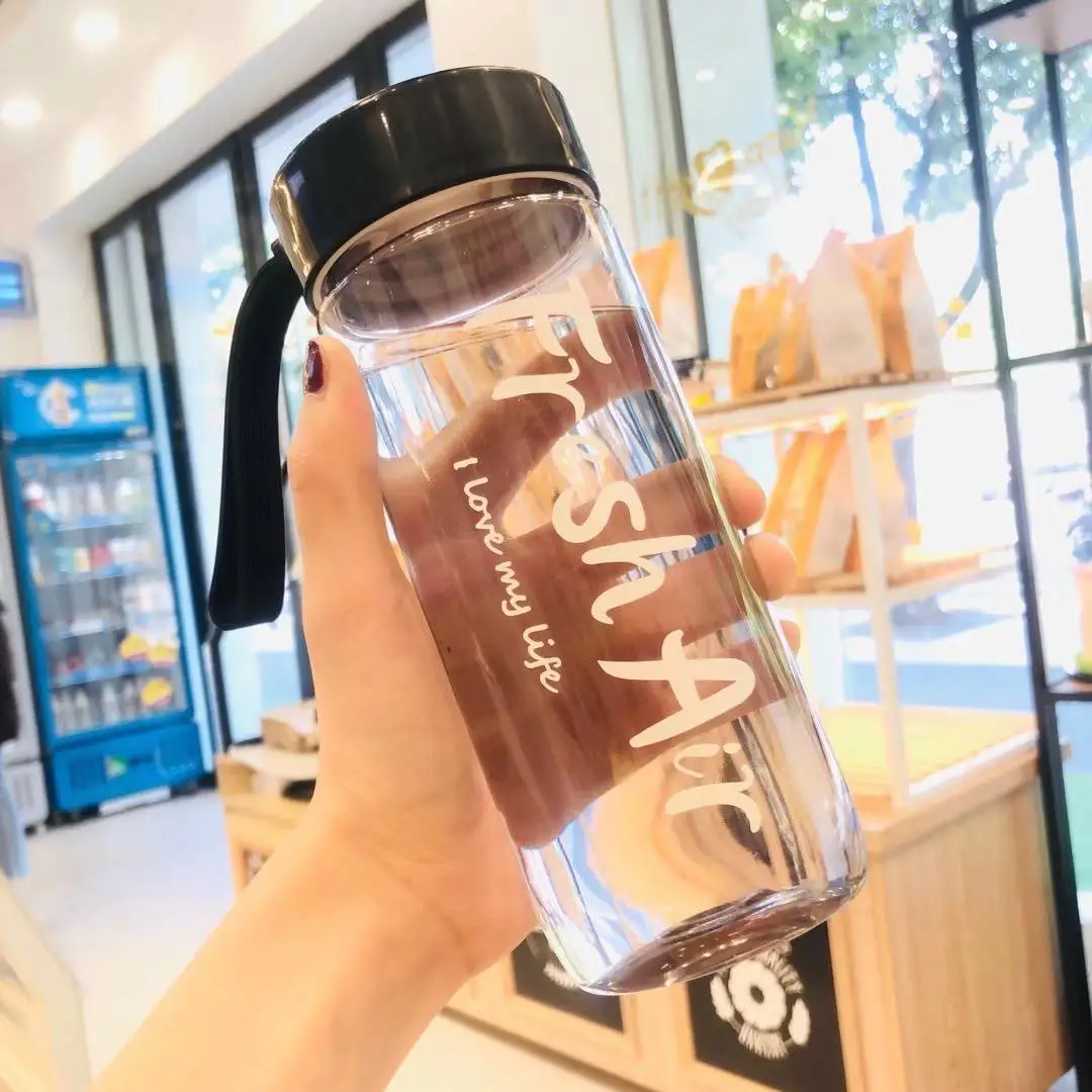 600ml Portable Bottle for Drink Plastic Leak Proof Sports Bottles Protein Shaker Water Bottle Drinkware Transparent Water