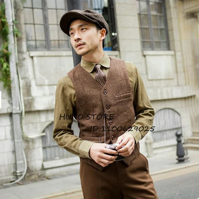 Tweed Waistcoat Mens Casual Wool Vest Mens Casual Vest Wool Vests