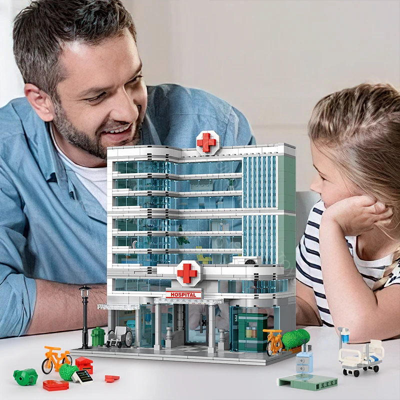 City Hospital Toy Building Set with LED Lighting, Compatible with