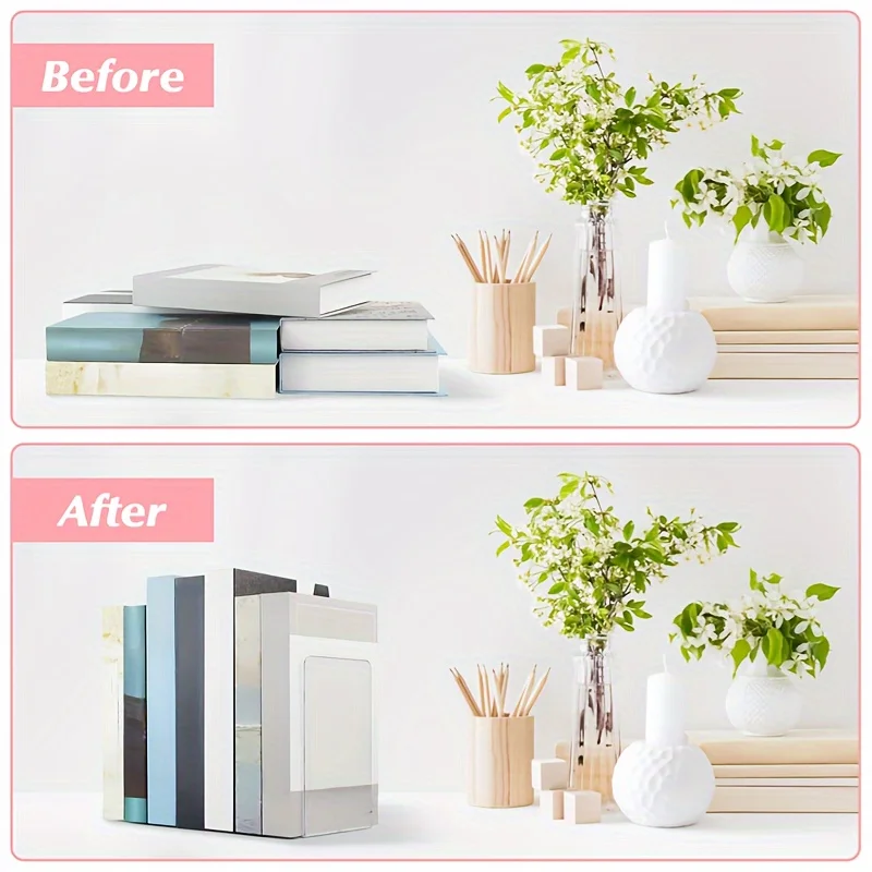Acrylic Bookshelf 2pcs Heavy-duty Non Slip Transparent Desk Storage Rack Gifts
