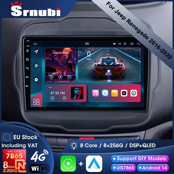 Radio para coche Srnubi para Jeep Renegade 2016-2020, reproductor Multimedia, Carplay inalámbrico, Android, GPS, unidad principal de navegación estéreo 1