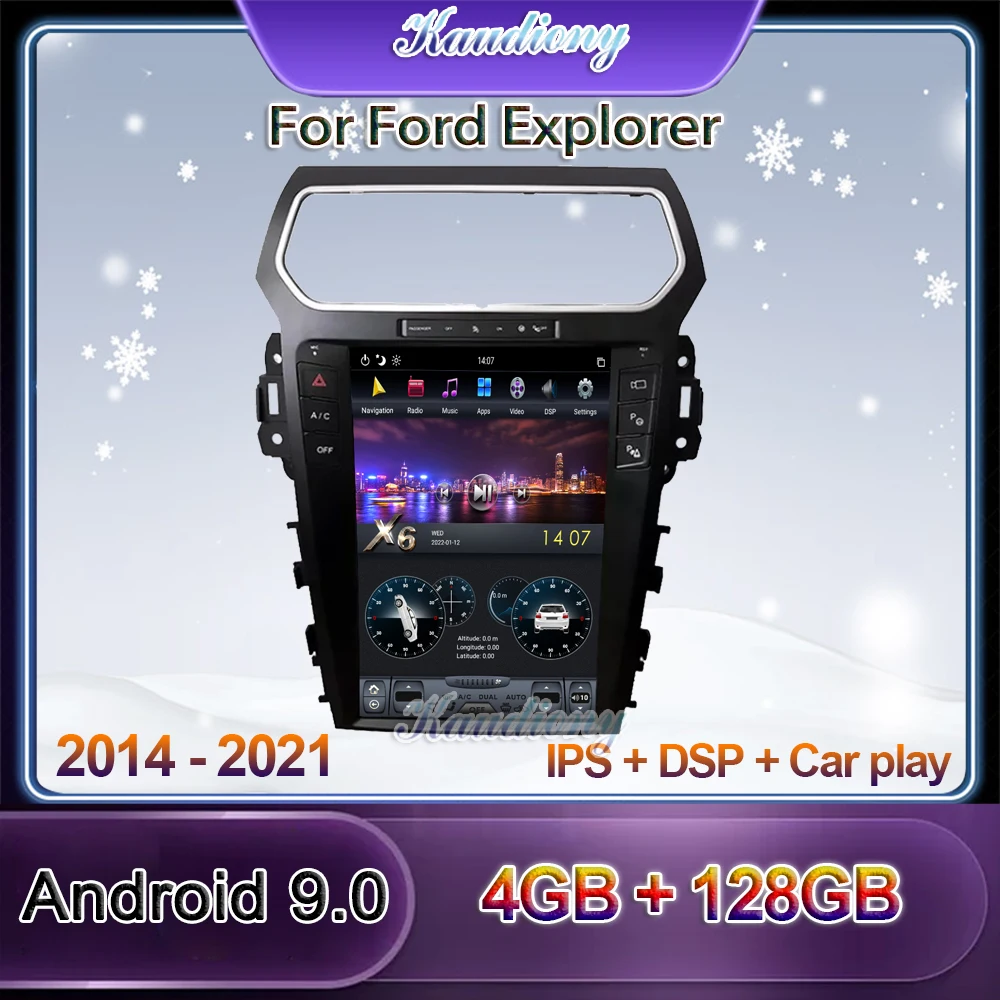 Автомагнитола Kaudiony в стиле Tesla на Android для Ford Explorer автомобильный DVD мультимедийный