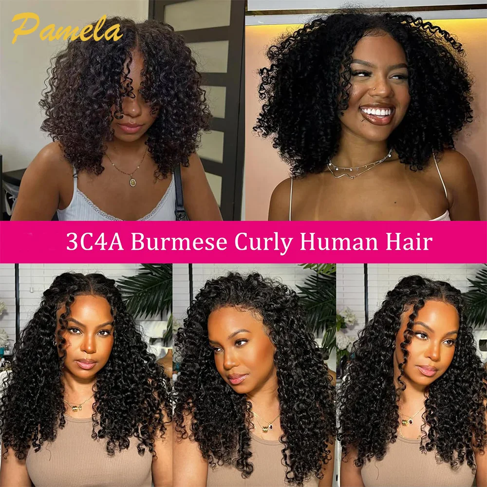 3C4A Burmese Curly Human Hair 5x5 Transparent Lace Closure Unprocessed Burmese Raw Hair Preplucked Human Hair For Woman