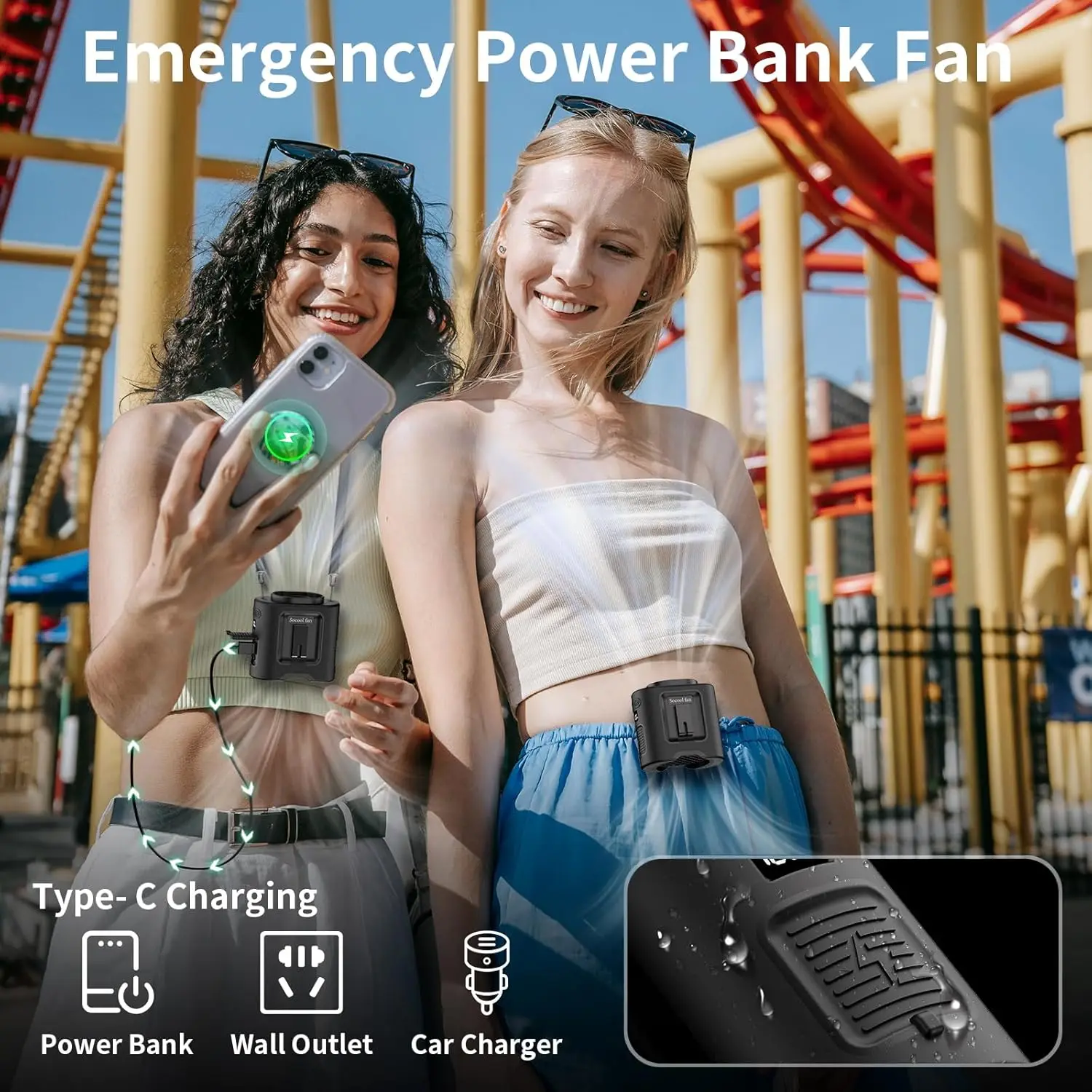 14500mAh Portable Waist Fan Clip on Belt 360 Rotation Wearable Rechargeable Personal Shirt Fan, 67H Cooling 5-Speed Battery