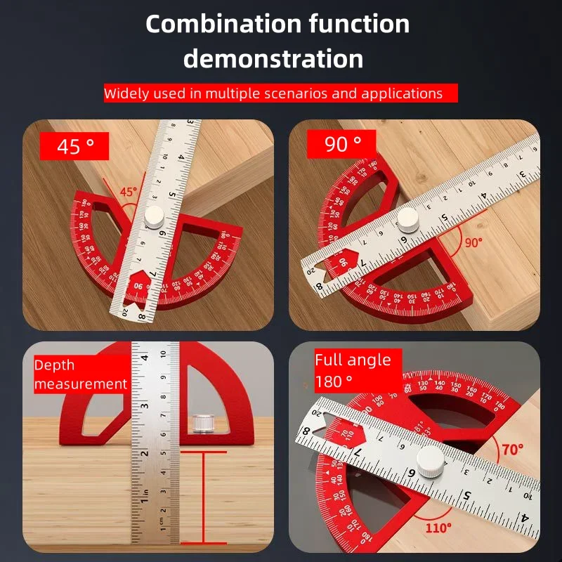 Angle Ruler Protractor tool for Carpenters with 0-180 Degrees Measuring Woodworking Tools Adjustable Construction Protractors