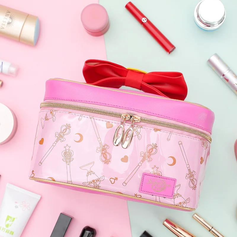 Makeup Bag Moon Action Figure Women PU Leather Makeup bag Multifunction Ladies Wash Toiletry Travel Cosmetic Organizer Storage