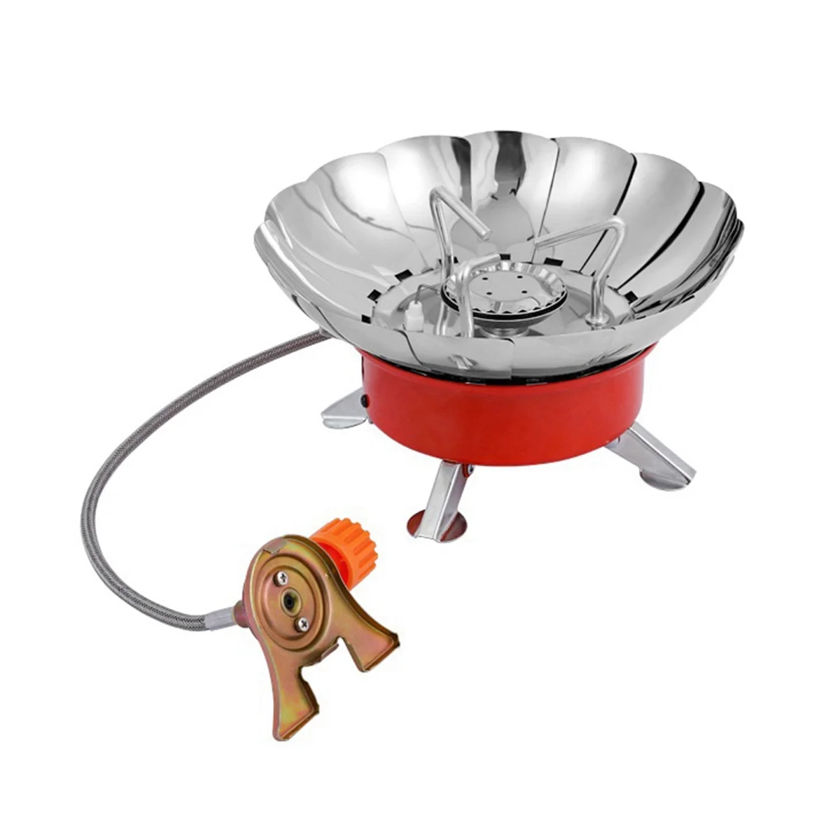 

Windproof Piezo Ignition Lotus Gas Stove Outdoor Cooking Gas Burner Cookware with Adapter for Camping Hiking Picnic