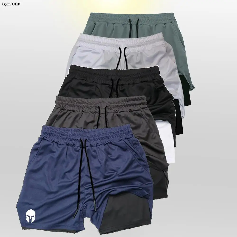 Spartan Compression Shorts 2-in-1 Men's Casual Beach Gym Fitness Jogging Sports Breathable Quick Dry Elastic Swim 3