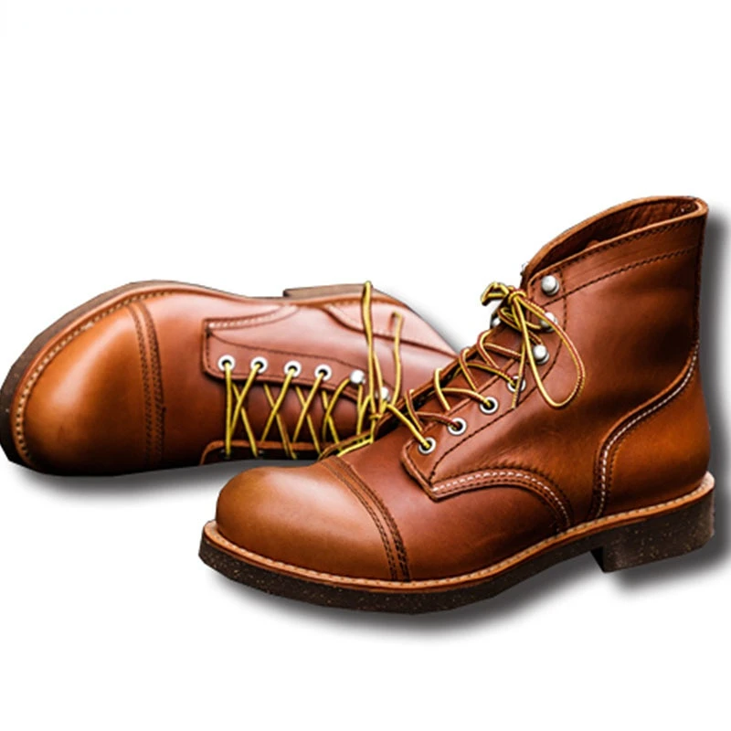 Nuovi Stivali Da Moto Maschili Scuri Per Utensili Vintage Primavera Autunno Ali Stivaletti Casual Da Uomo In Pelle Di Mucca Di Qualità Rotonda Rossa