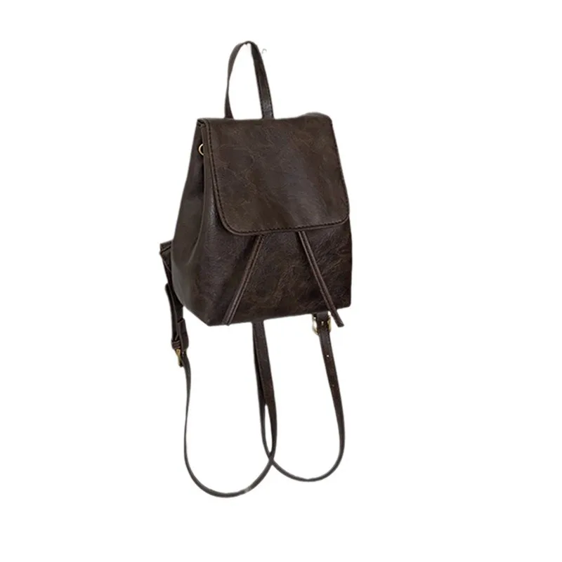 Small Retro Brown Backpack Women Spring Summer New Ins Simple Versatile Shoulder Bag