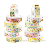 12Rolls Easter Day Egg Rabbit Pattern Masking Tape DIY Handbook Material Sticker Washi Tape Scrapbooking Birthday Gift Supplies 1