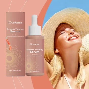Lozione abbronzante senza sole alle erbe Siero Promuove la produzione della melanina Bronzer naturale Più scuro contro le scottature solari Gocce autobloccanti Liquido 1