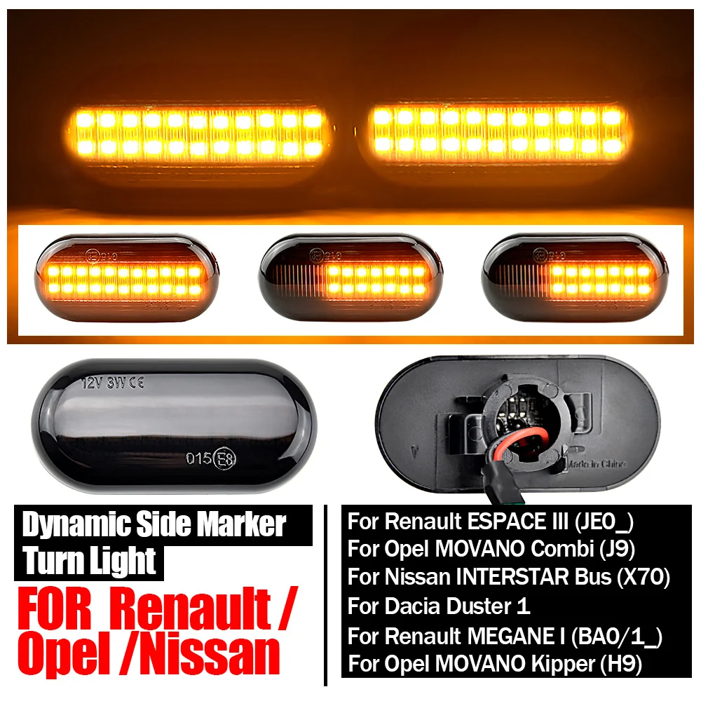 Clignotants Dynamiques LED à Défilement Séquentiel Pour Renault, Dacia - Compatible Clio, Megane, Scenic, Duster…