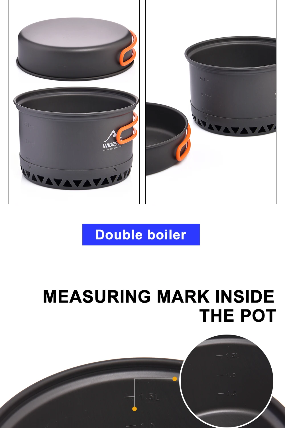 Widesea Camping Pot Cookware Set Heat Exchanger Cooking Outdoor Travel Portable Teapot Ultralight Bowl Hiking Picnic Barbecue