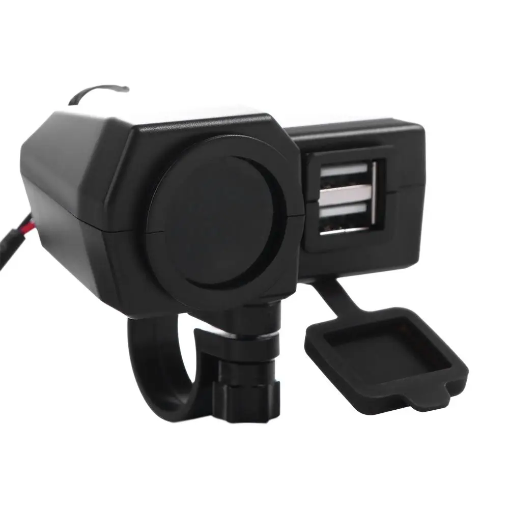 

Motorcycle Dual USB C Type Charger Quick Charge Voltmeter Thermometer Digital Display Cell Phone Charger Socket