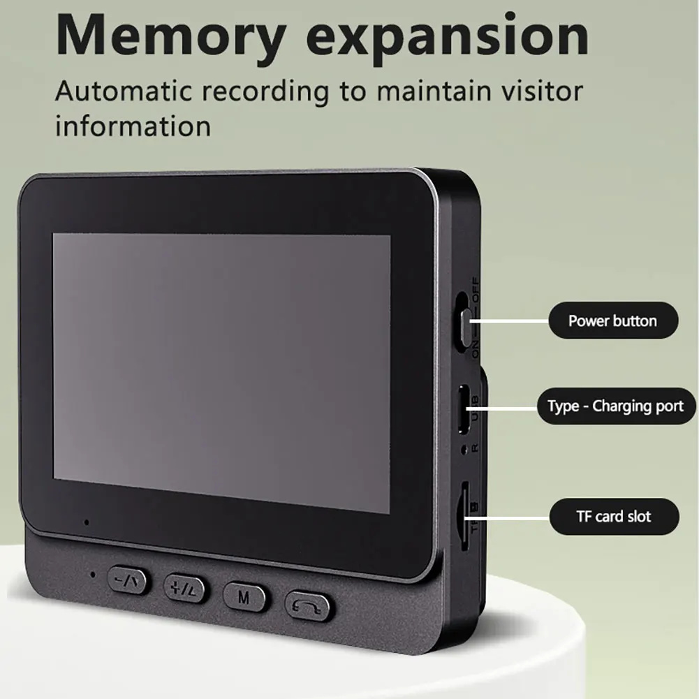 IR 나이트 비전 무선 문짝 비디오 초인종, 1080P, 4.3 인치 IPS 스크린 초인종 카메라, 빌라 홈 오피스 아파트용 2.4G