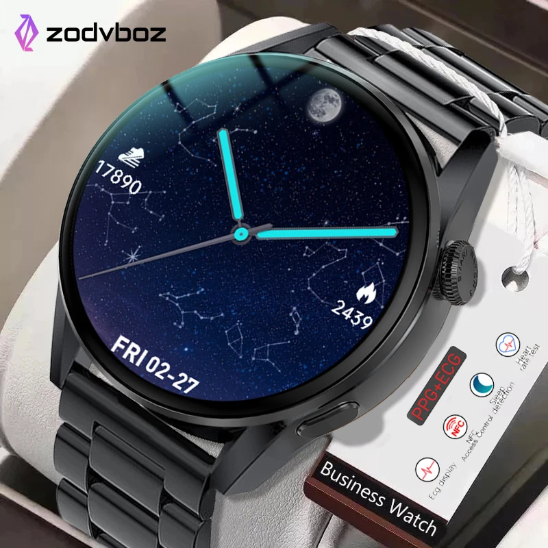 New 390*390 HD Screen NFC Smart Watch Men Bluetooth Call Sport GPS Track Watch Custom Dial Heart Rate ECG PPG Smartwatch For Men