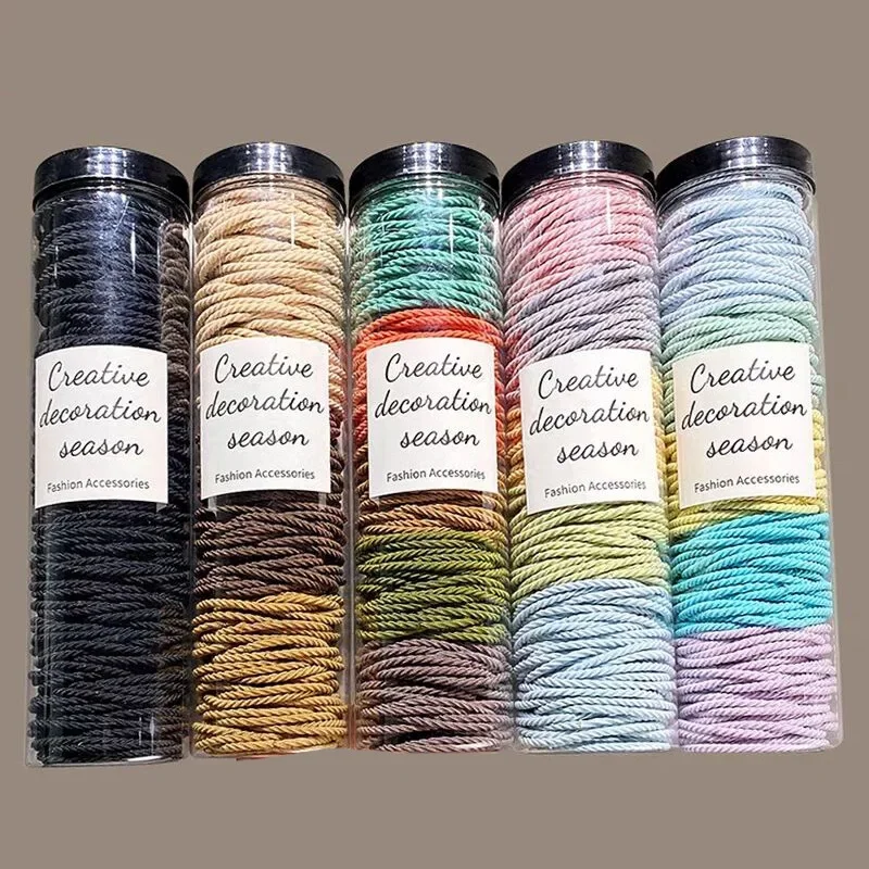 100pcs Solid Color Elastic Hair Bands & Scrunchies 5