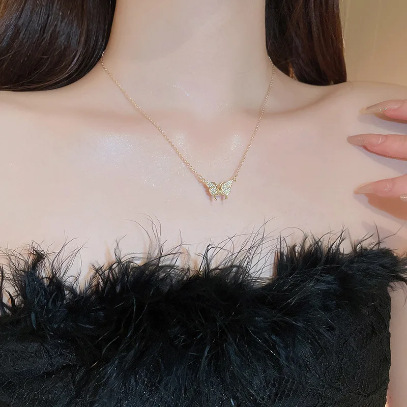Stainless Steel Zircon Butterfly Necklace for Women Jewelry Party Premium Gift velvet choker necklaces lace necklace childrens necklace snake necklace metal choker necklace lace choker necklaces necklace making supplies