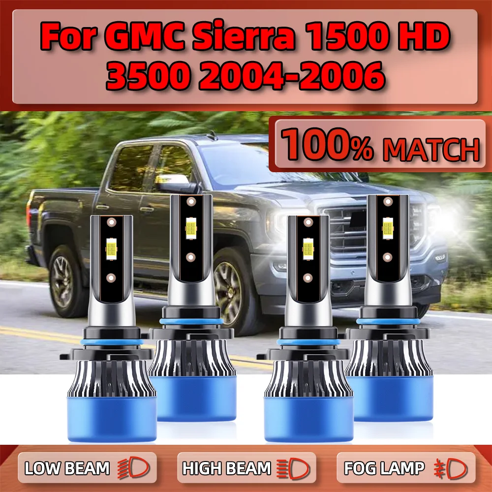

LED Headlight Bulbs 40000LM High Low Beam Super Bright Car Light 12V 6000K White For GMC Sierra 1500 2500 3500 HD 2004 2005 2006