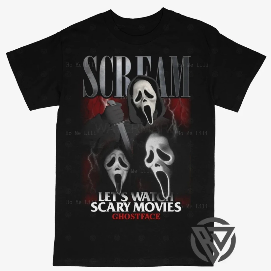 Top Luxury 100% Cotone Ghostface Scream Tee Shirt Film Spaventoso Halloween