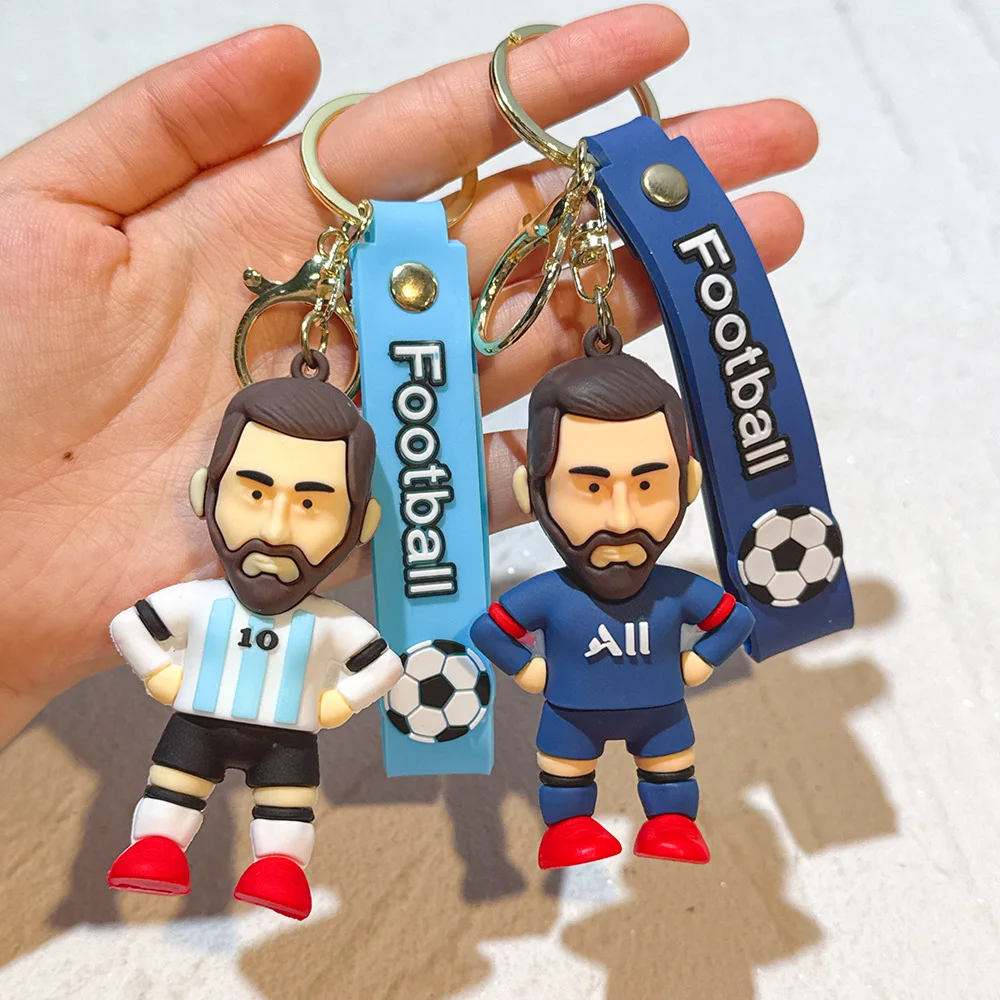 축구 스타 피규어 키체인 쥬얼리 가방 펜던트 열쇠고리 컬렉션 인형 자동차 장식품 키 액세서리 기념품 선물