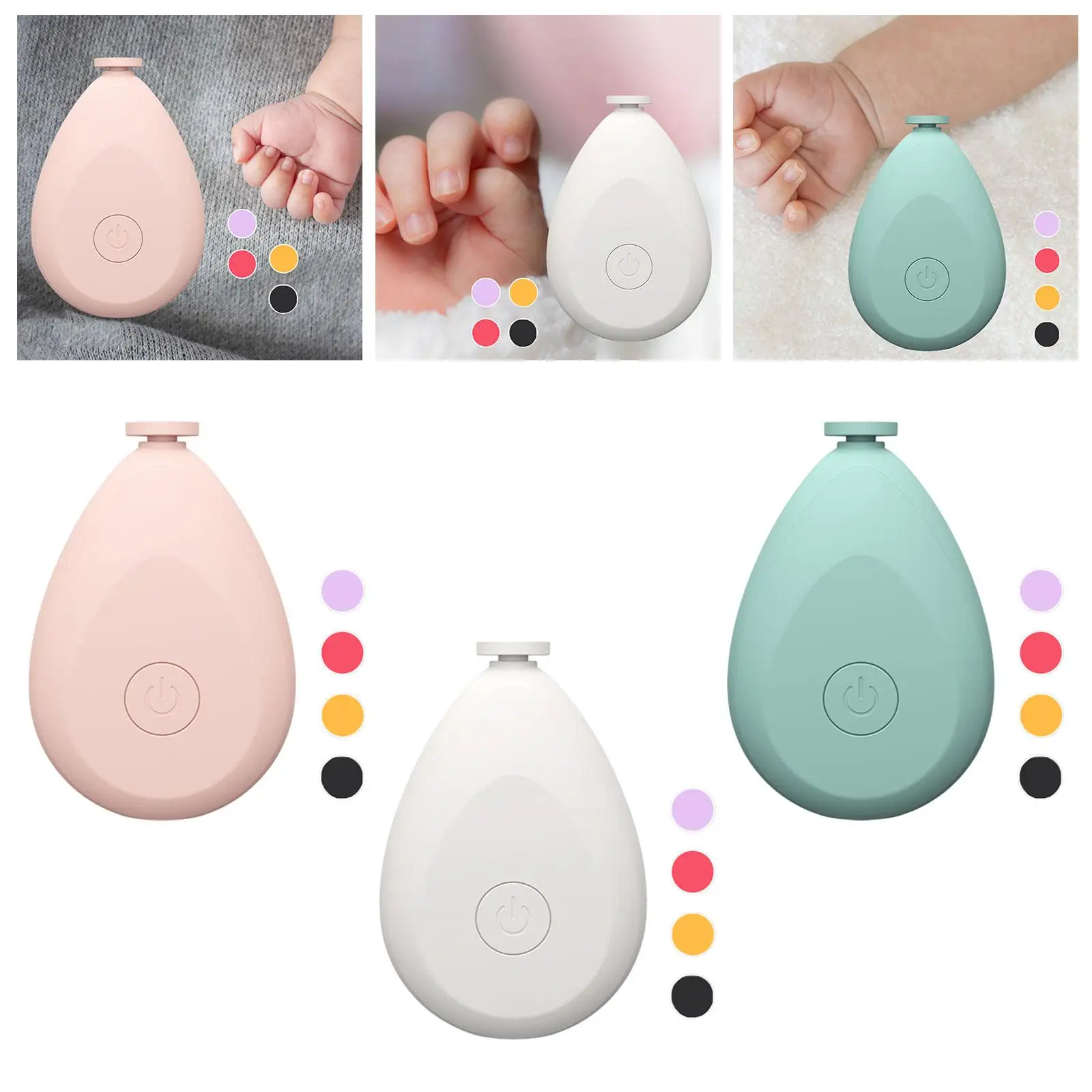 Baby Nail Trimmer Newborn Nail Clipper Silent Multipurpose with 4 Grinding Head
