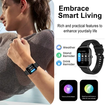 Smart watch full touch screen, sports watch, can answer and make calls, with message reminders, customizable dial wallpaper and 4