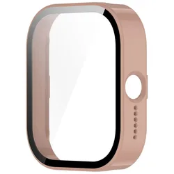 Premium HD Tempered Glass+PC Protective Case for Smartwatch - All - around Screen Protector & Bumper Shell (Pink)