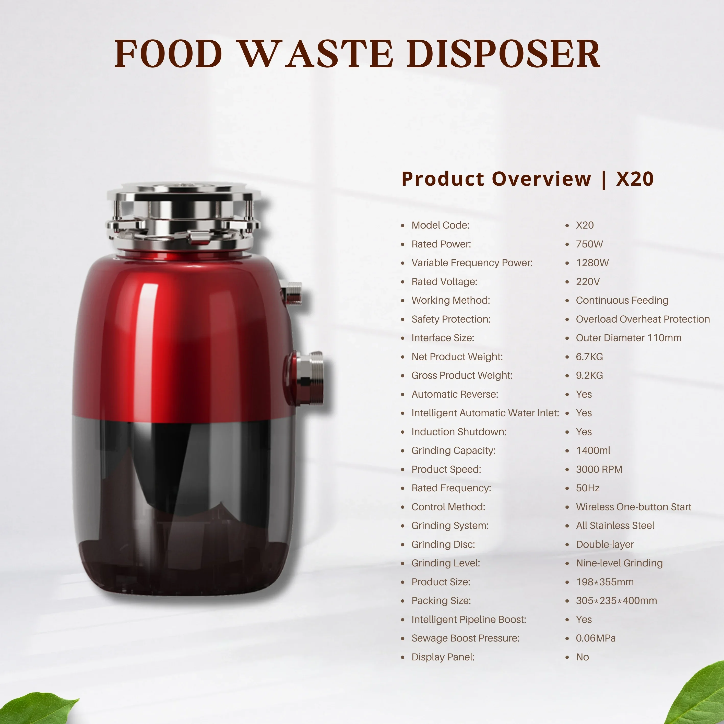 Automatic Household Kitchen Sink Waste Machine Air Switch Controlled Food Waste Disposer Kitchen Crusher