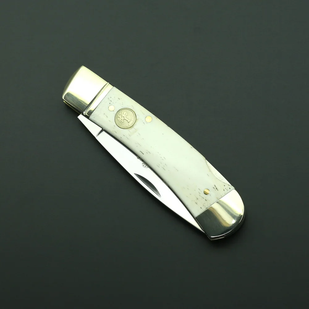 Natural Cattle Bone Copper Handle Folding Knife for Outdoor Camping Hunting,folding knife