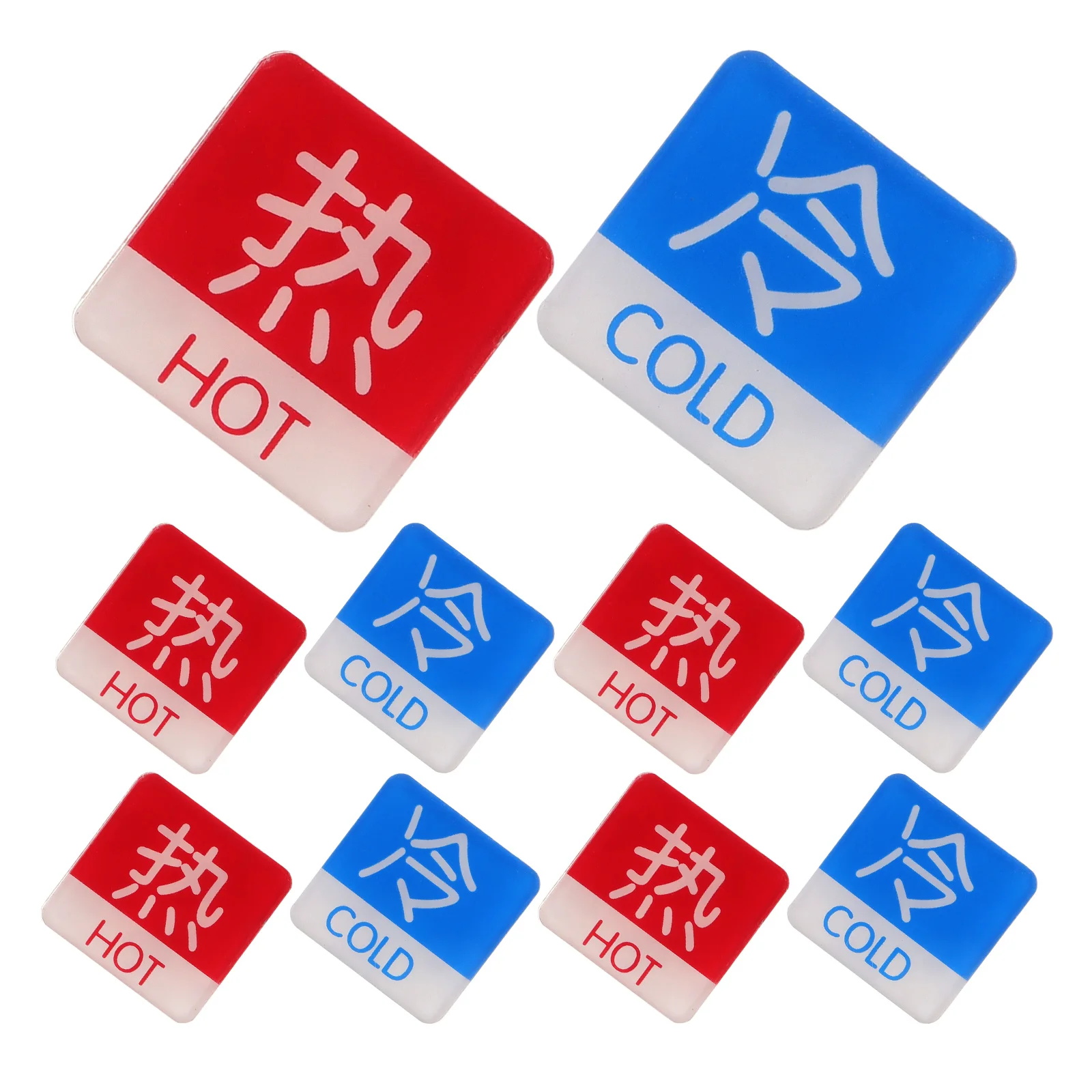 10Pcs Acrylic Hot Cold Water Signs For Bathrooms Hotels Cold Hot Water Labels Shower Sticker Traffic Signal Roadway Safety