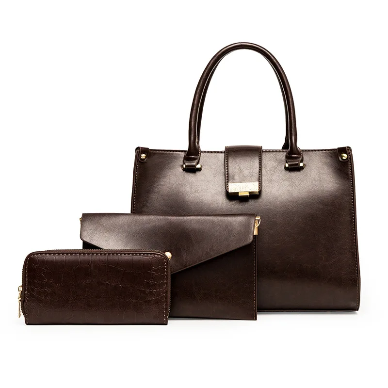 Designer 3pcs Women's Bag Set Bag Fashion Pu Leather Ladies Handbag Solid Color Messenger Bag Shoulder Wallet Bags Luxury Brand